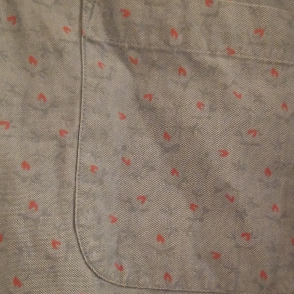 LL Bean Vintage Button Down Oxford Pink Hearts Chambray Denim L - Picture 2 of 6